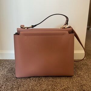 Pink Structured Shoulder Bag with Gold Hardware